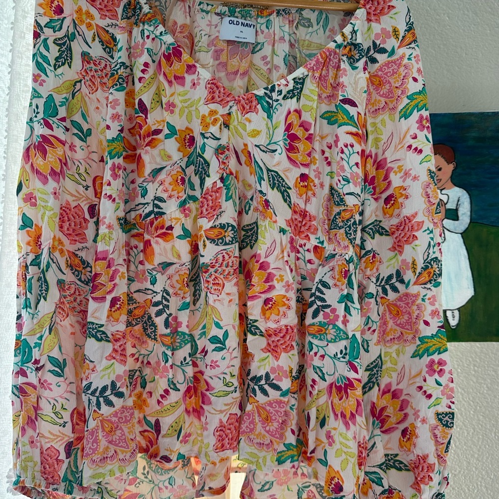 Old Navy Shirt - Pink, Yellow, Green Floral